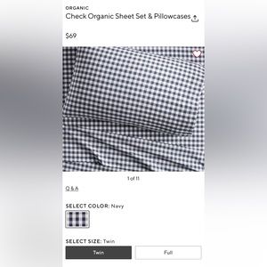 Pottery Barn Kids Check Organic Sheet Set